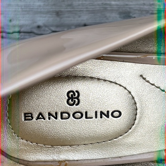 Bandolino peep-toe glossy tan shoes 6W - Picture 8 of 10